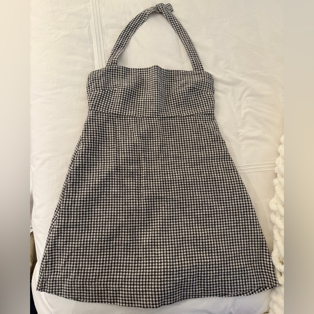 Gingham halter romper dress
